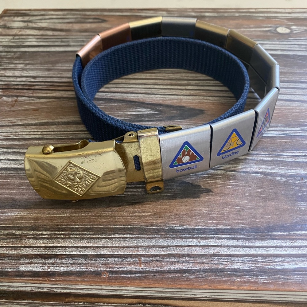 Cub Scout Belt with Buckle & Merit Badges